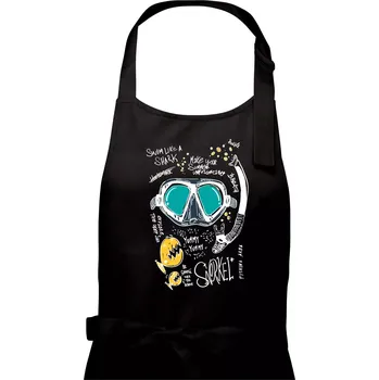 Kuchyňská zástěra Potapěčské brýle text - Dámská zástěra na vaření - Univerzální velikost ( Černá )
