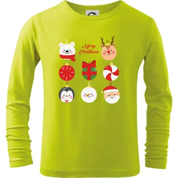 Vánoční koule - Triko dětské Long Sleeve - 146 cm/10 let ( Limetková )