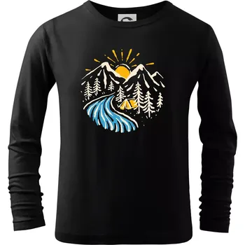 Chlapecké tričko Stan u řeky - Triko dětské Long Sleeve - 122 cm/6 let ( Černá )
