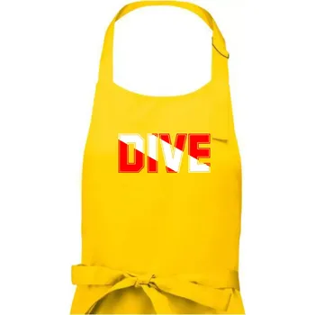 Kuchyňská zástěra Dive nápis vlajka - Dámská zástěra na vaření - Univerzální velikost ( Žlutá )