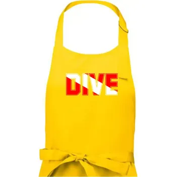 Kuchyňská zástěra Dive nápis vlajka - Pánská zástěra na vaření - Univerzální velikost ( Žlutá )