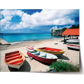 Plakát Sablio Plakát Loďky na pláži - 60x40 cm