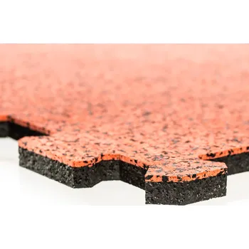 Rohožka Flomat Černo-červená podlahová guma (puzzle - střed) FLOMA Sandwich - 100 x 100 x 1 cm