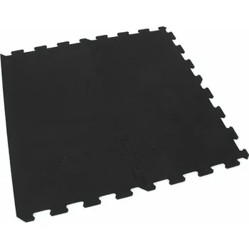 Venkovní dlažba Flomat Černá gumová modulová puzzle dlažba (okraj) FLOMA FitFlo SF1050 - 95,6 x 95,6 x 1,6 cm