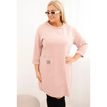 Dámské šaty Kesi Dámské šaty 1965 Plus Size s kapsou a 3/4 rukávem Barva: Růžová - světle, Velikost: UNI