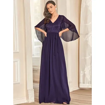 Dámské šaty Ever Pretty krajkové šaty 0640 Barva: Fialová, Velikost: XXXL / 46 / 14 / 18