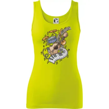 Hudební nástroje v notách - Dámské tílko - XS ( Limetková )