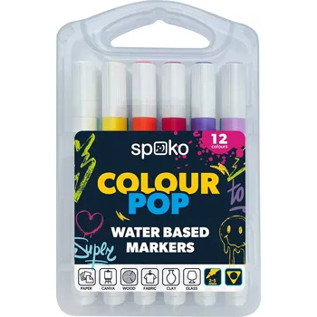 Popisovač akrylový 12ks, spoko colour pop