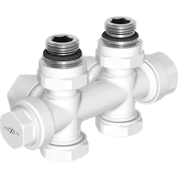 Ventil Mexen Uni-Term ventil radiátoru úhlový/přímý, Duplex, DN50, bílý - W908-000-20 radiátorové ventily