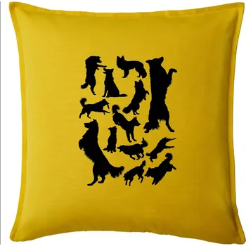 Polštář Border kolie siluety - Polštář 50x50 - 50x50 - Pouze potah ( Žlutá )