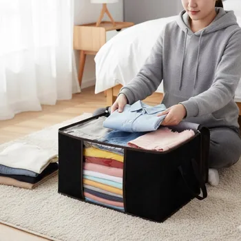 Úložný box 6 Ks. ÚLOŽNÉ TAŠKY NA OBLEČENÍ 84L SKLÁDACÍ ÚLOŽNÉ BOXY ORGANIZÉR ZIP