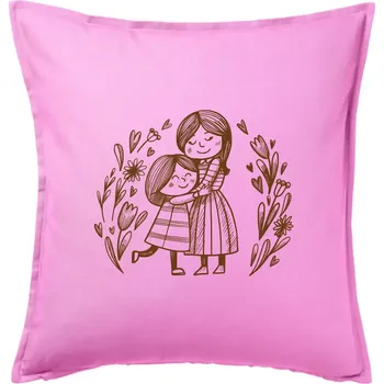 Polštář Matka a dcera v objetí - Polštář 50x50 - 50x50 - Pouze potah ( Růžová )