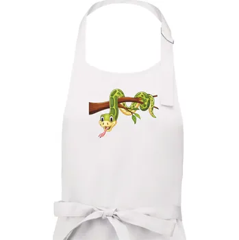 Kuchyňská zástěra Had na větvi - Dámská zástěra na vaření - Univerzální velikost ( Bílá )