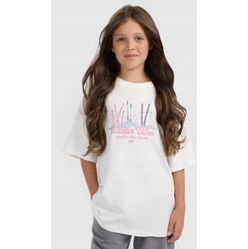 Dívčí oblečení 4F dětské tričko bílé bavlna velikost 146