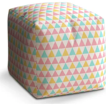 Taburet Sablio Taburet Cube Tříbarevné trojúhelníky: 40x40x40 cm