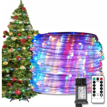 Vánoční dekorace VÝKONNÝ SVĚTELNÝ HAD VENKOVNÍ VÁNOČNÍ OSVĚTLENÍ NA STROMEČEK 100 LED IP65 DLOUHÝ 10m MULTI