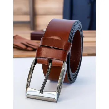 Opasek Kožený pánský pásek v hnědé barvě, Obvod pasu / celková délka pásku 105cm