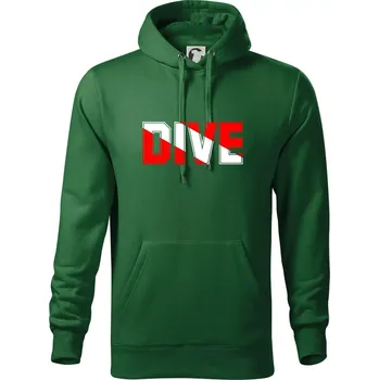 Pánská mikina Dive nápis vlajka - Mikina pánská Cape s kapucí - XL ( Lahvově zelená )