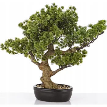 umělá květina Stromek Bonsai, umělá zelená rostlina v černém květináči, dekorace - umělý květ