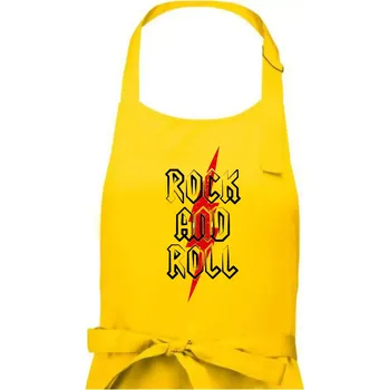 Kuchyňská zástěra Rock and Roll blesk - Dámská zástěra na vaření - Univerzální velikost ( Žlutá )