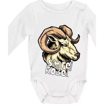 Kojenecký body Starej kozel - Body kojenecké s dlouhým rukávem - Dlouhý r. do 3 měs ( Bílá )