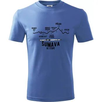 Šumava ve stopě - Tričko dětské bavlněné - 98 cm / 2 roky ( Azurově modrá )