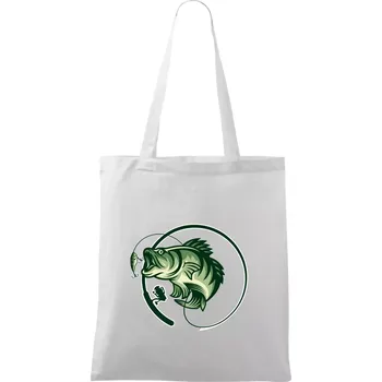 Ryba s prutem - Taška bavlněná - 42 x 38 cm ( Bílá )