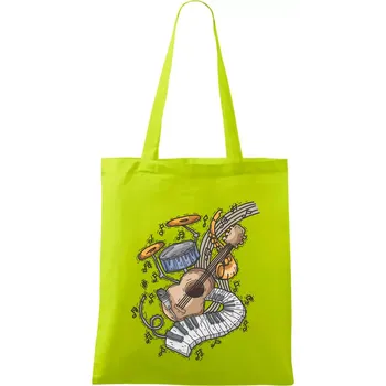 Hudební nástroje v notách - Taška bavlněná - 42 x 38 cm ( Limetková )