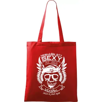 Nákupní taška Nesnáším být sexy - voják - Taška bavlněná - 42 x 38 cm ( Červená )