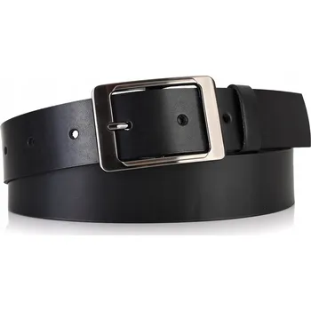 Opasek KOŽENÝ dámský Pásek 4cm Široký Jeans ČERNÝ 4cm