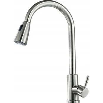 Vodovodní baterie KUCHYŇSKÁ BATERIE OCELOVÁ DŘEZOVÁ S VYTAHOVACÍ SPRCHA PRO DŘEZ VODOVODNÍ KOHOUTEK