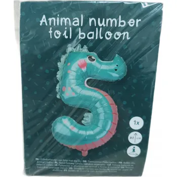 Balónek Fóliový balónek Zvíře Krokodýl ČÍSLICE 5, 80 cm