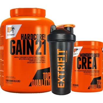 Fitness strava AKCE Extrifit Hardcore Gain 21 3000 g + Crea Monohydrate 400 g + ZDARMA Šejkr 600 ml