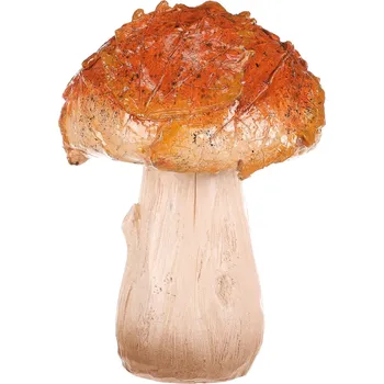 Houba z polyresinu - kulatý klobouk s listím, žlutá - MT741-M