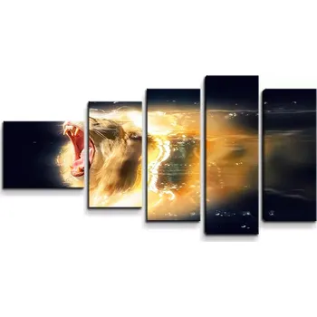 Obraz Sablio Obraz - 5-dílný Lev art - 100x60 cm