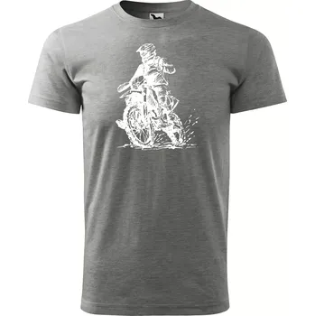 Pánské tričko Sablio Tričko s potiskem pro motorkáře black and white - šedé 4XL