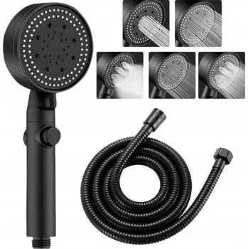 Sprchová hlavice ČERNÁ SPRCHOVÝ SET kulatá sprchová hlavice + hadice