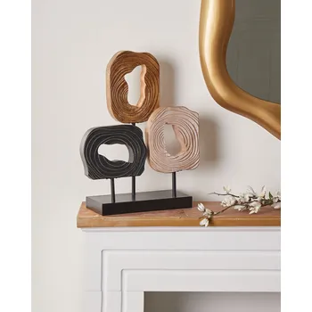 Dekorativní figurka vícebarevná smrkové dřevo železná podstava ručně vyrobená moderní Beliani