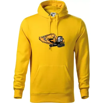 Pánská mikina Žlutý bagr z boku - Mikina pánská Cape s kapucí - 5XL ( Žlutá )
