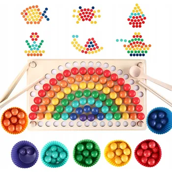 Dřevěná hračka Montessori vzdělávací hračka Mozaika Korálky Dřevěné kuličky
