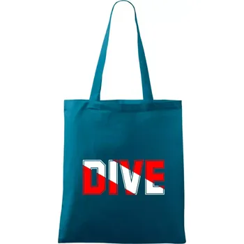 Dive nápis vlajka - Taška bavlněná - 42 x 38 cm ( Petrolejová )