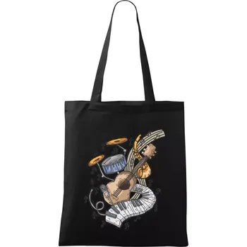 Hudební nástroje v notách - Taška bavlněná - 42 x 38 cm ( Černá )