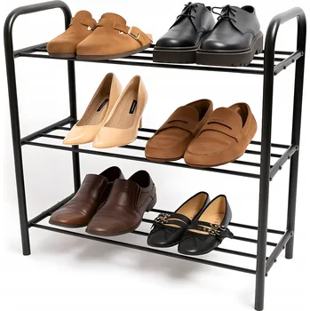 Botník Metalowy Regał Szafka na Buty Loft Czarny 3-úrovňový stojan na chodbu