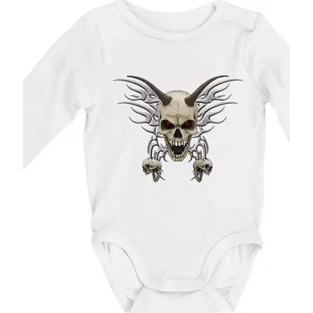 Metal devil (Hana-creative) - Body kojenecké s dlouhým rukávem - Dlouhý r. do 3 měs ( Bílá )