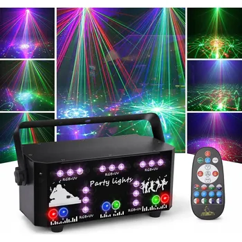 Laser DISCO LASER 21 OK RGB DÁLKOVÉ OVLÁDÁNÍ SVĚTELNÉ EFEKTY NA ZEĎ PÁRTY