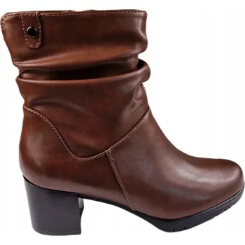 Dámská zimní obuv Dámské kožené kotníkové boty na klacku SERGIO LEONE BT636-S hnědé kůže vel. 37