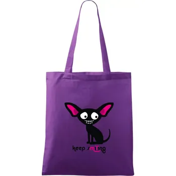Nákupní taška Keep smiling Čivava (Hana-creative) - Taška bavlněná - 42 x 38 cm ( Fialová )