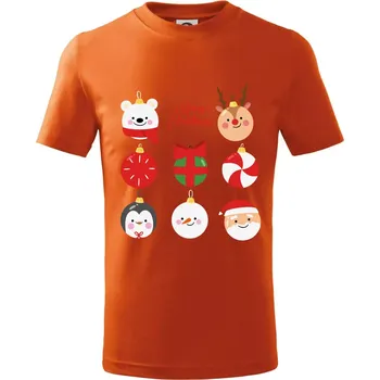 Chlapecké tričko Vánoční koule - Tričko dětské bavlněné - 134 cm/8 let ( Oranžová )