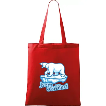 Nákupní taška Jsem otužilec - medvěd - Taška bavlněná - 42 x 38 cm ( Červená )