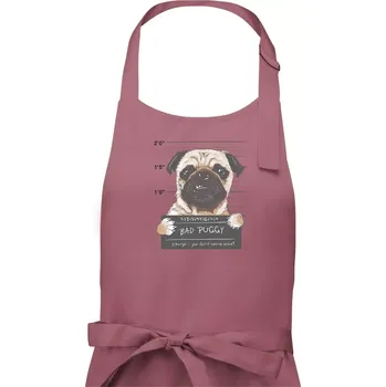 Kuchyňská zástěra Mops - Bad Puggy - Dámská zástěra na vaření - Univerzální velikost ( Starorůžová )